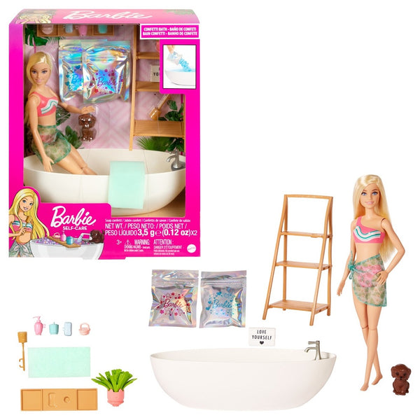 ברבי מארז "זמן אמבטיה" עם סבון קונפטי שצובע את המים - Barbie