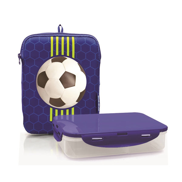 קופסת אוכל ותיק טרמי קל גב - כדורגל כחול