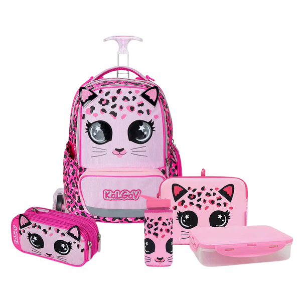 הסט המושלם לכיתה א'-ב' קל גב | נמר ורוד X-Fix trolley