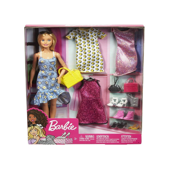 ברבי מארז בובה עם מגוון בגדים ואביזרים - Barbie