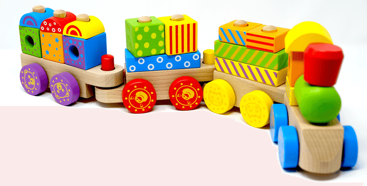 רכבת עץ צבעונית ענקית - Pit Toys - צעצועים ילדים ודרקונים