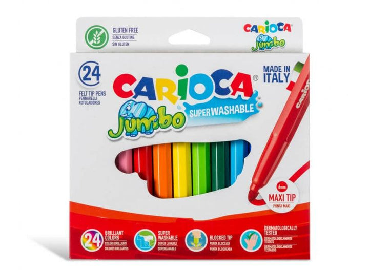 סט 24 טושים עבים רחיצים לילדים JUMBO CARIOCA - צעצועים ילדים ודרקונים