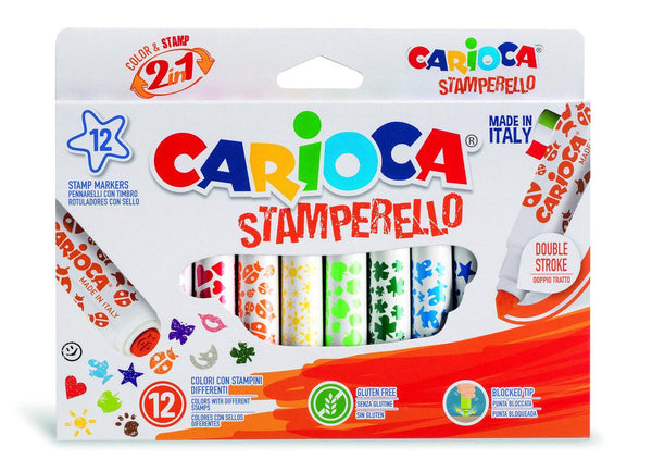 סט 12 טושים פלוס חותמת עבים רחיצים לילדים CARIOCA - צעצועים ילדים ודרקונים