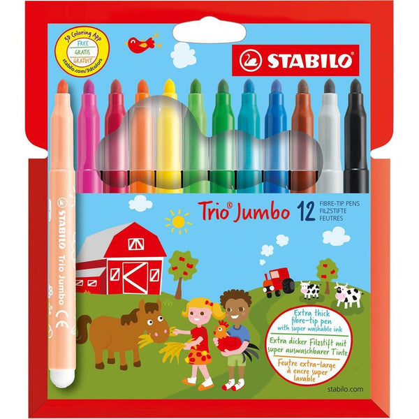 סט 12 טושים לילדים Stabilo Trio jumbo - צעצועים ילדים ודרקונים