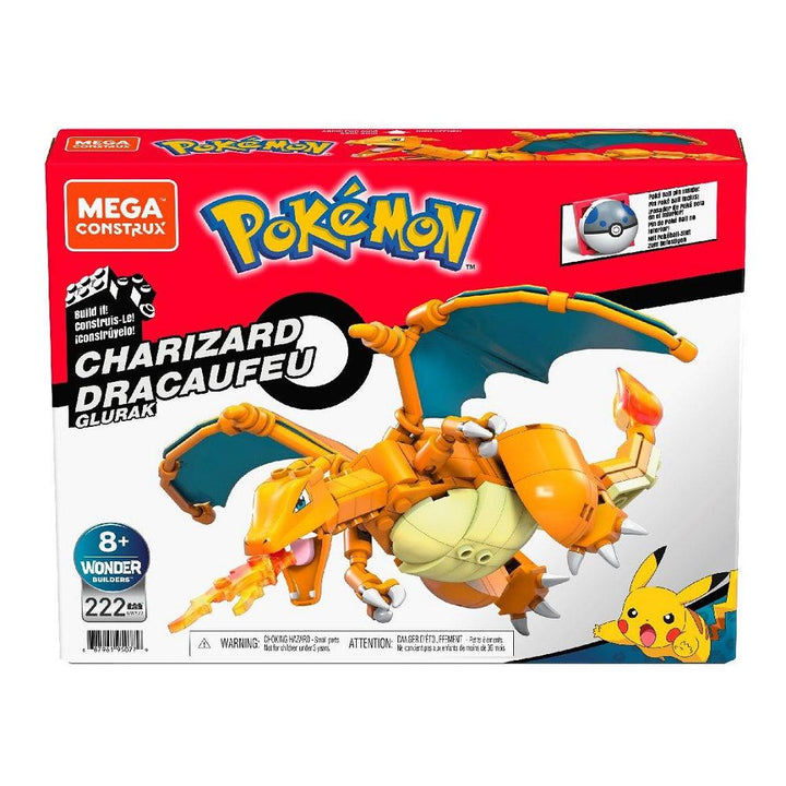 מגה בלוקס פוקימון צ'אריזארד 222 חלקים - Mega Construx - צעצועים ילדים ודרקונים