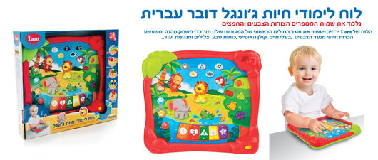 לוח לימודי חיות ג'ונגל דובר עברית - WinFun - צעצועים ילדים ודרקונים
