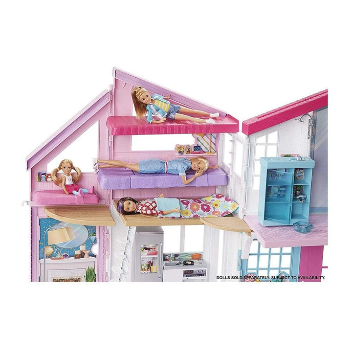 בית בובות ברבי מאליבו 2 קומות כולל אביזרים נוח לנשיאה - Barbie - צעצועים ילדים ודרקונים