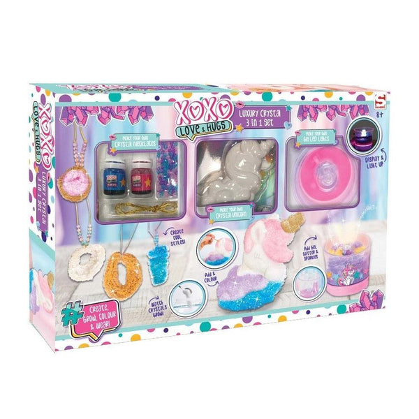 ערכה 3 ב1 ליצירה ועיצוב קריסטלים - XOXO - צעצועים ילדים ודרקונים