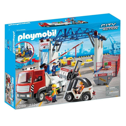 Playmobil פליימוביל 70169 מסוף מטענים עם מלגזה ומשאית להובלת מכולות - 70169 - צעצועים ילדים ודרקונים