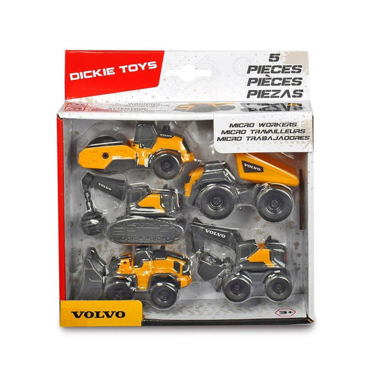 סט 5 מיני רכבי עבודה וולוו - Dickie Toys - צעצועים ילדים ודרקונים