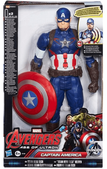 קפטן אמריקה עם מגן ומשמיע קולות בגודל 30 ס"מ - Hasbro - צעצועים ילדים ודרקונים