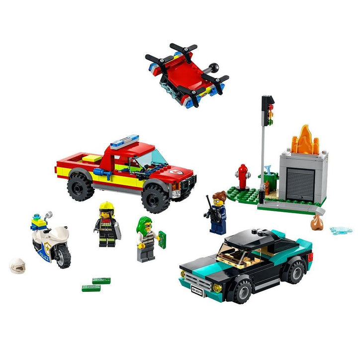 לגו סיטי 60319 כיבוי אש ומרדף משטרתי (LEGO City 60319 Fire Rescue and Police Chase) - צעצועים ילדים ודרקונים