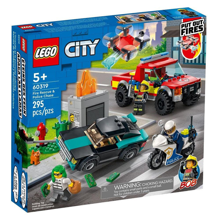 לגו סיטי 60319 כיבוי אש ומרדף משטרתי (LEGO City 60319 Fire Rescue and Police Chase) - צעצועים ילדים ודרקונים