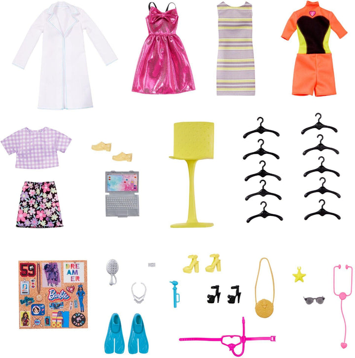 בובת ברבי אופנה כולל ארון בגדים ואביזרים - Barbie - צעצועים ילדים ודרקונים