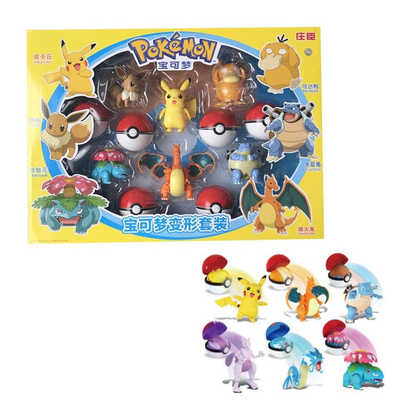 מארז פוקימונים ענק חדש! כולל 6 דמויות ו-6 פוכדורים - צעצועים ילדים ודרקונים