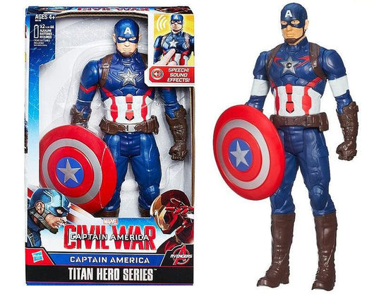 קפטן אמריקה עם מגן ומשמיע קולות בגודל 30 ס"מ - Hasbro - צעצועים ילדים ודרקונים