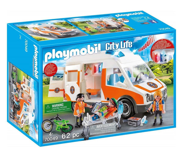 פליימוביל 70049 אמבולנס עם אורות מהבהבים - Playmobil 70049 - צעצועים ילדים ודרקונים