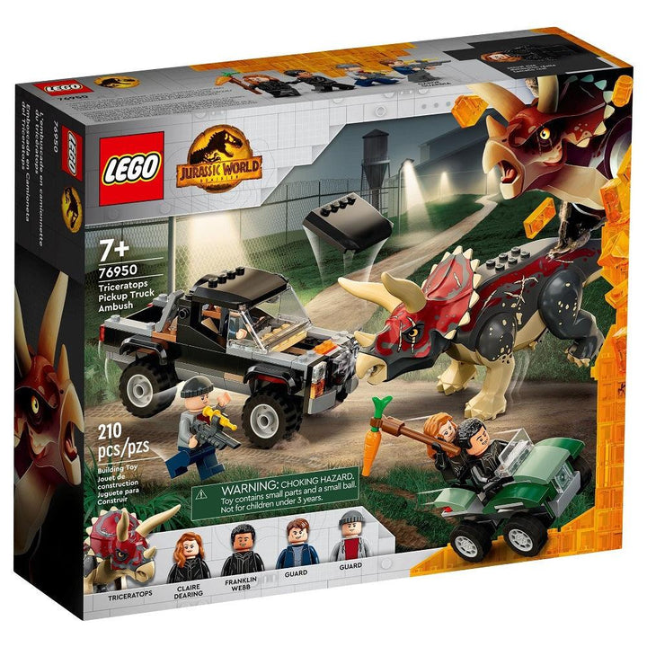 לגו 76950 מארב הטריצרטופס על טנדר (LEGO Jurassic World 76950 Triceratops Pickup Truck Ambush) - צעצועים ילדים ודרקונים