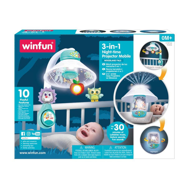 מובייל לתינוק עם מקרן היער הקסום 3 ב1 - WinFun - צעצועים ילדים ודרקונים