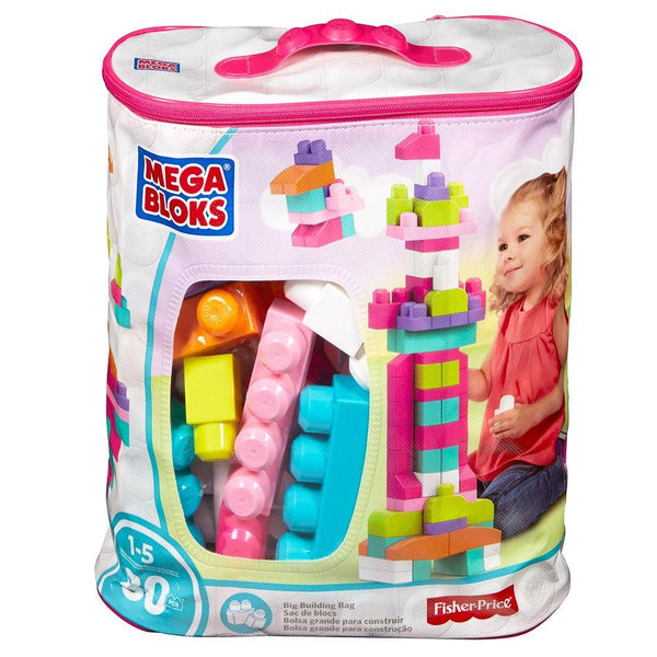 מגה בלוקס 80 חלקים ורוד - Mega Bloks Building Bag Pink - צעצועים ילדים ודרקונים