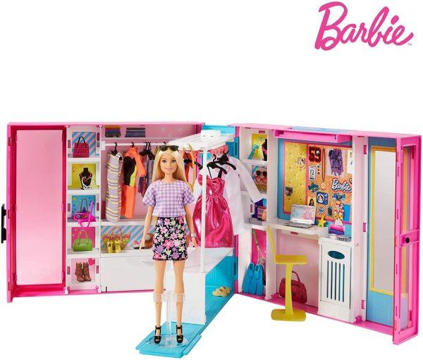 בובת ברבי אופנה כולל ארון בגדים ואביזרים - Barbie - צעצועים ילדים ודרקונים