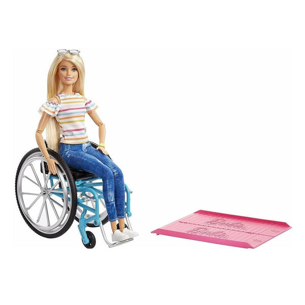 בובת ברבי כיסא גלגלים כולל רמפה - Barbie - צעצועים ילדים ודרקונים