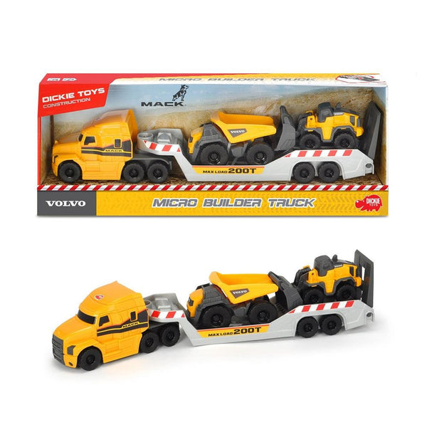 מיני מוביל מכוניות מאק כולל שני רכבי וולוו - Dickie Toys - צעצועים ילדים ודרקונים