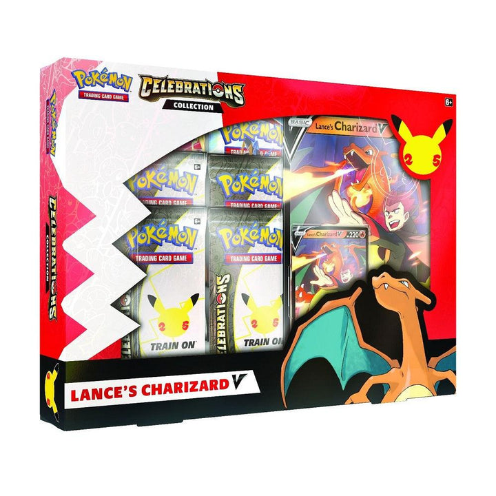 מארז קלפי פוקימון הצ'אריזרד של לנס - Pokemon Lance's Charizard V Celebrations Collection - צעצועים ילדים ודרקונים
