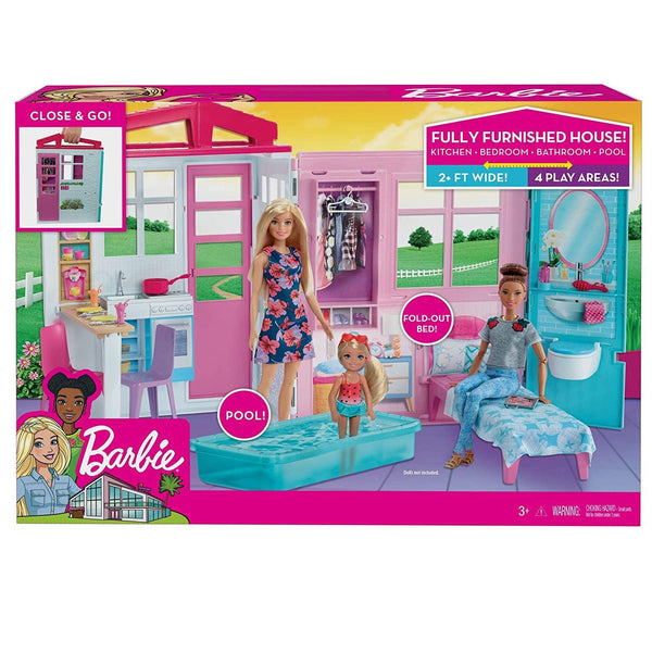 בית בובות ברבי כולל אביזרים - Barbie House and Doll Playset - צעצועים ילדים ודרקונים