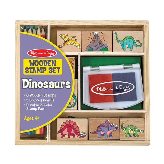 ערכת חותמות עץ דינוזאורים מבית Melissa and Doug - צעצועים ילדים ודרקונים