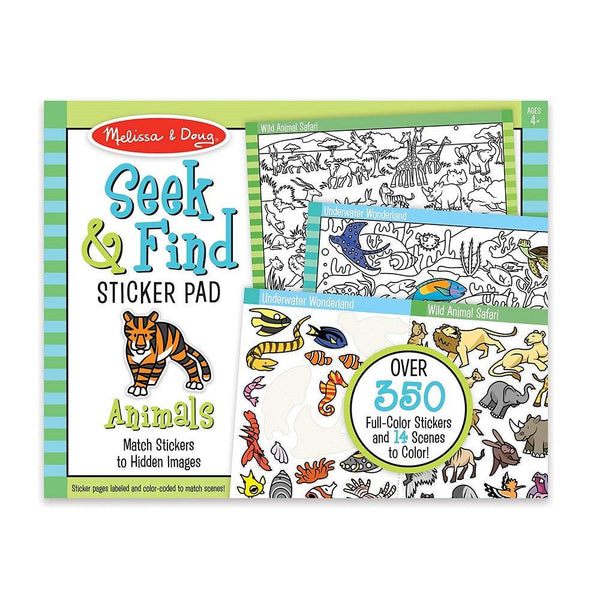 חוברת מדבקות חפש וגלה בעלי חיים מבית Melissa and Doug - צעצועים ילדים ודרקונים