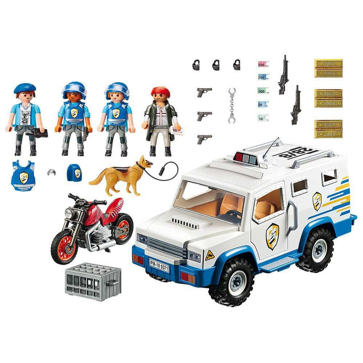 Playmobil פליימוביל 9371 - רכב משטרתי להעברת כספים - 9371 - צעצועים ילדים ודרקונים