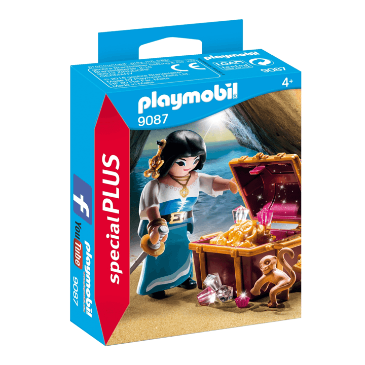 Playmobil פליימוביל פיראטית ותיבת אוצרות 9087 - פליימוביל - צעצועים ילדים ודרקונים