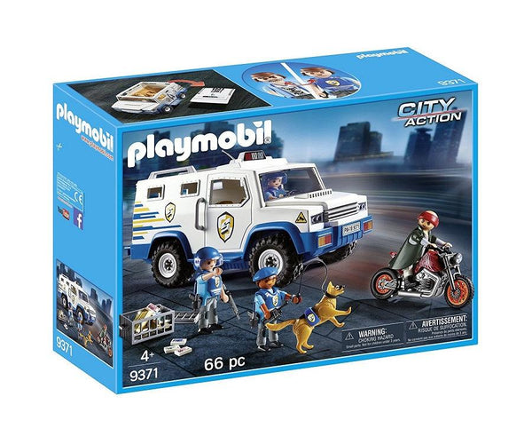 Playmobil פליימוביל 9371 - רכב משטרתי להעברת כספים - 9371 - פליימוביל - צעצועים ילדים ודרקונים