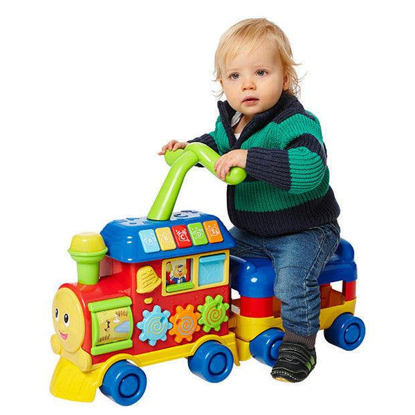 הליכון לימודי לתינוק בצורת רכבת 3 ב 1 דובר עברית - WinFun - צעצועים ילדים ודרקונים