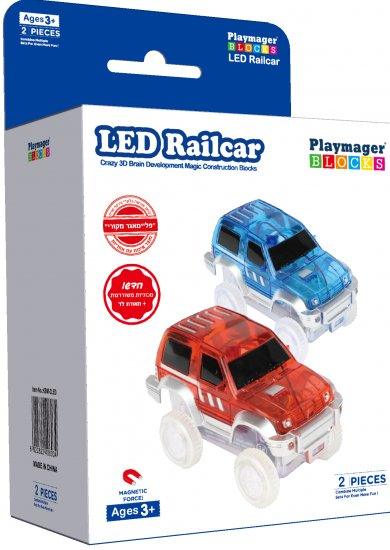 Playmager - זוג מכוניות לד חשמליות - סט 2 מכוניות - צעצועים ילדים ודרקונים