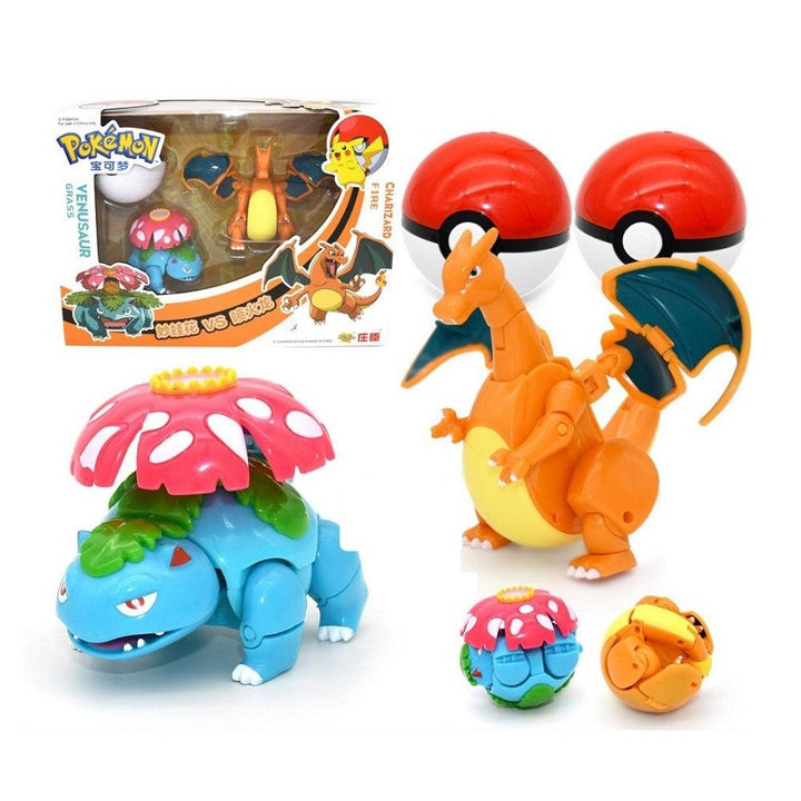 מארז פוכדורים זוגי כולל דמויות ונוזאור וצ'אריזרד - צעצועים ילדים ודרקונים