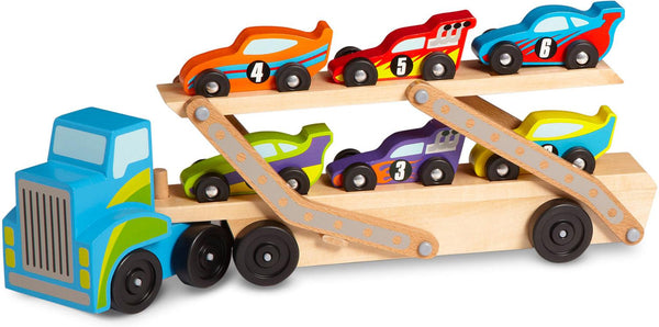 מוביל מכוניות ענק מעץ מבית Melissa and Doug - צעצועים ילדים ודרקונים