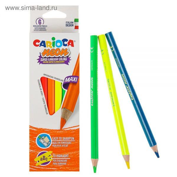 סט 6 עפרונות צבעוניים זוהרים גמבו  NEON CARIOCA - צעצועים ילדים ודרקונים