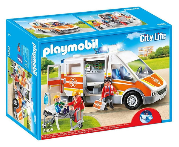 playmobil - פליימוביל 6685 אמבולנס עם אורות וצלילים - צעצועים ילדים ודרקונים