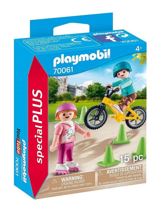 Playmobil פליימוביל 70061 ילדים עם אופניים וגלגיליות - 70061 - צעצועים ילדים ודרקונים
