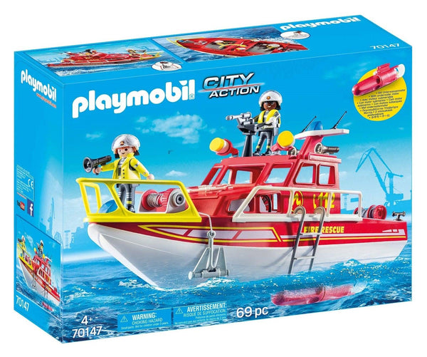 Playmobil - פליימוביל 70147 כיבוי אש סירת הצלה - צעצועים ילדים ודרקונים