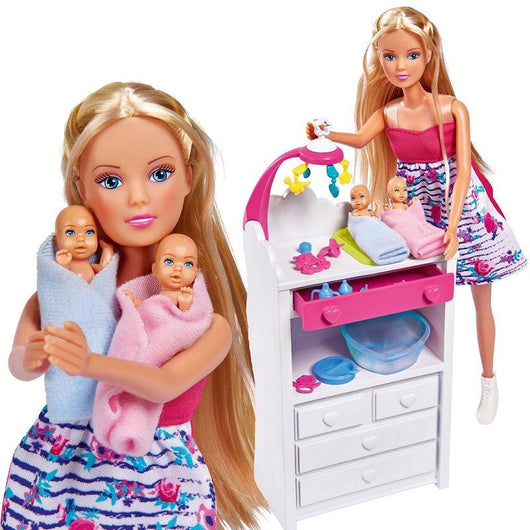 בובת סטפי בהריון עם תאומים בבטן ושידה - Steffi - צעצועים ילדים ודרקונים