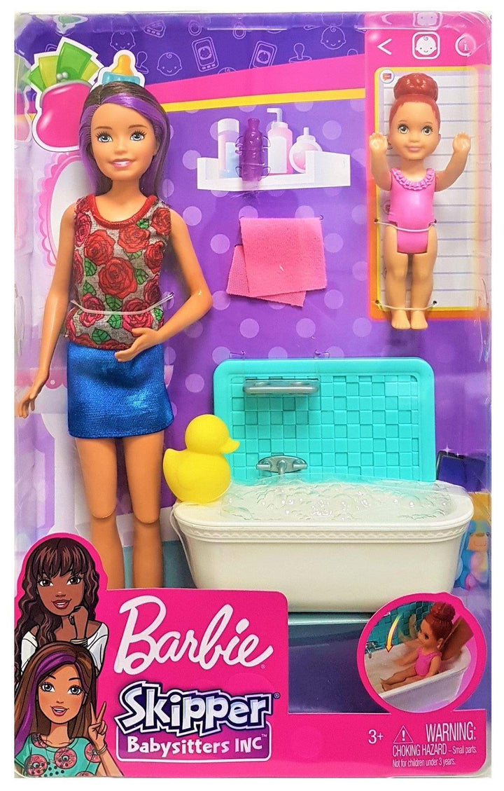 ברבי בייבי סיטר עם מערכת אמבטיה - Barbie SKipper - צעצועים ילדים ודרקונים